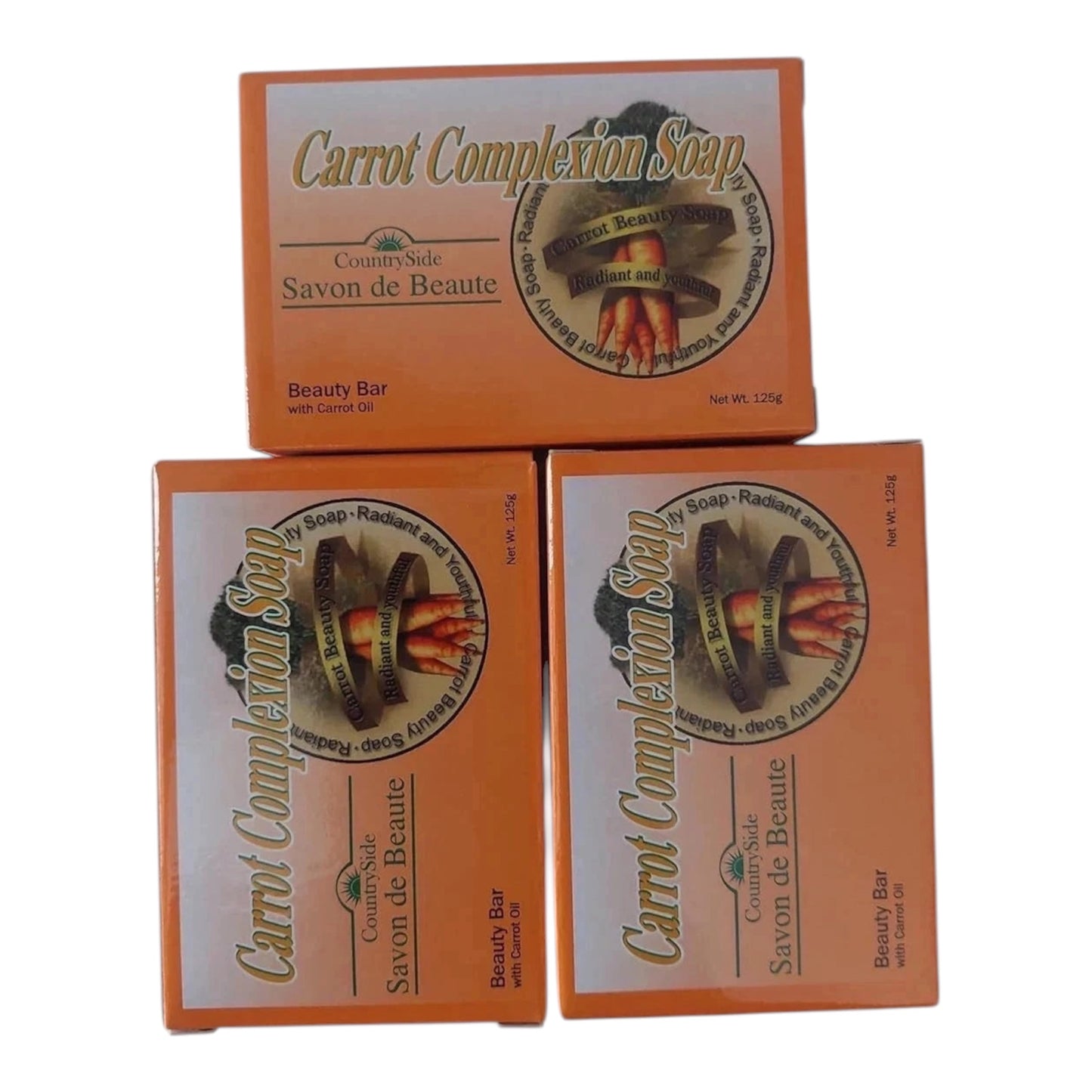 3-Pack CARROT COMPLEXION SOAP BEAUTY BAR WITH CARROT OIL 125g