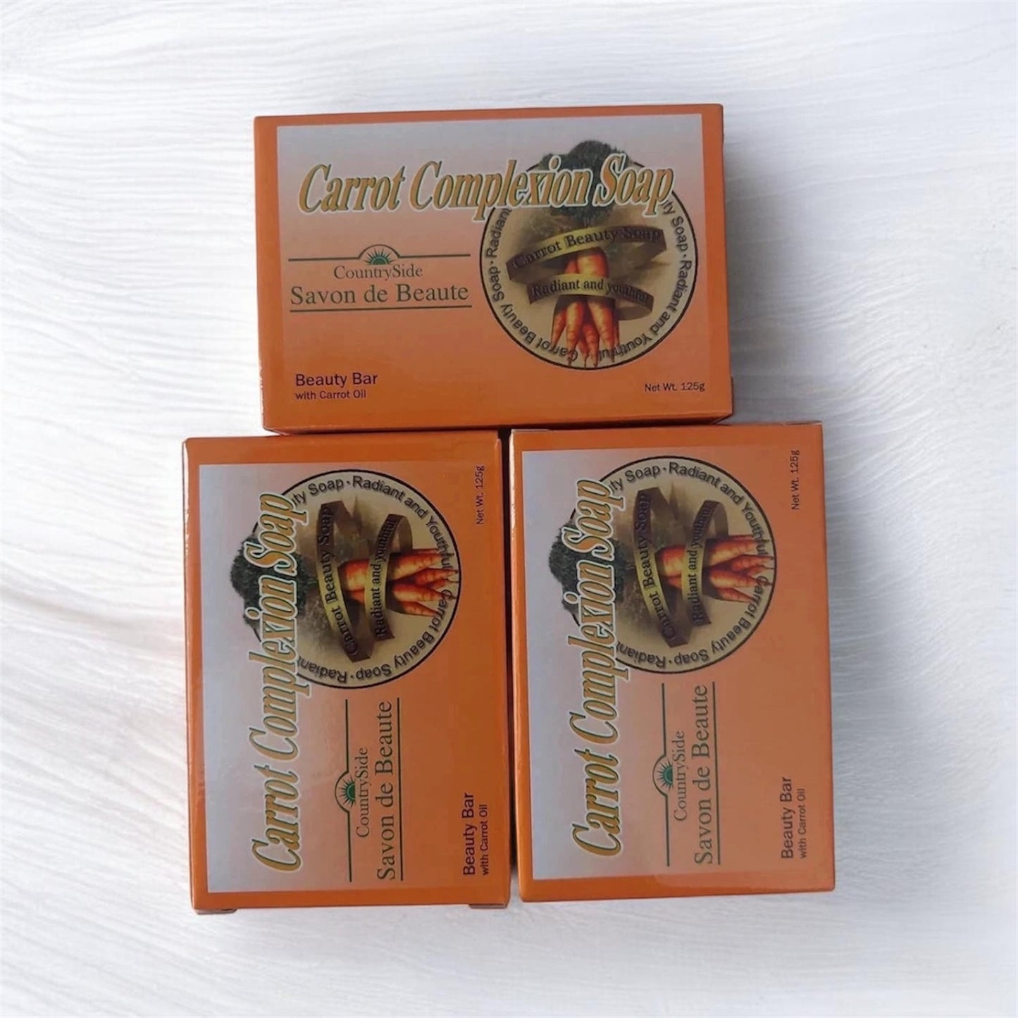 3-Pack CARROT COMPLEXION SOAP BEAUTY BAR WITH CARROT OIL 125g